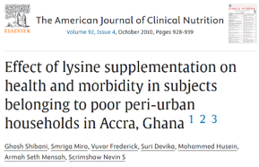 Effect of lysine supplementation on health and morbidity in subjects belonging to poor peri-urban households in Accra, Ghana