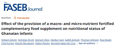 Effect of the provision of a macro- and micro-nutrient fortified complementary food supplement on the nutritional status of Ghanaian infants. 