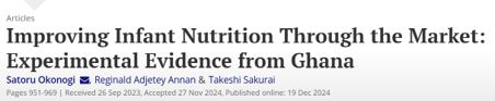 Improving Infant Nutrition Through the Market: Experimental Evidence from Ghana